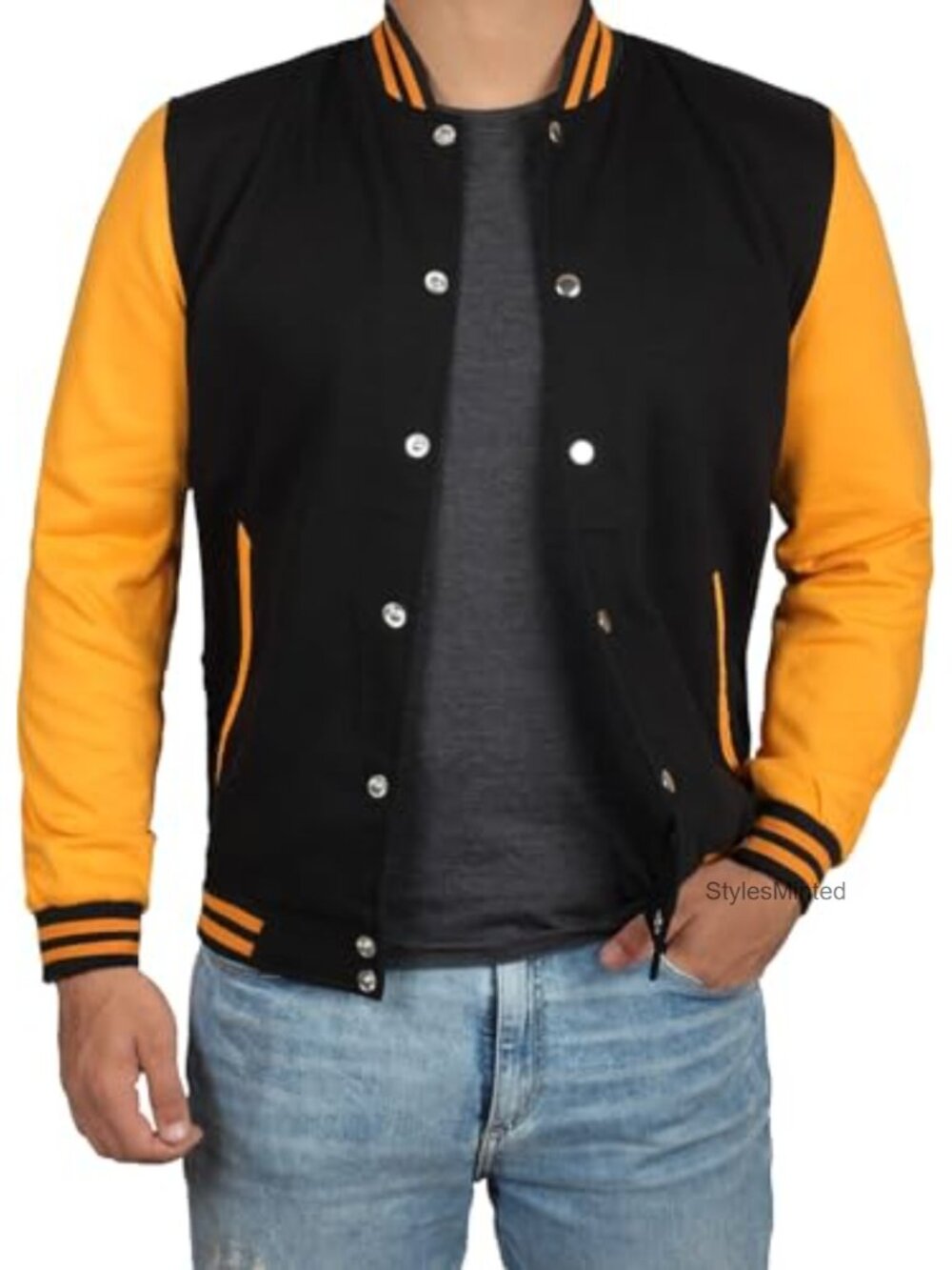 Varsity Jacket Bomber Style Letterman Baseball Jacket with Fleece